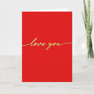 Carte Romantique Rouge Script Love You