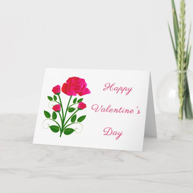 Carte romantique Saint Valentin Rose Rose Love (Devant)