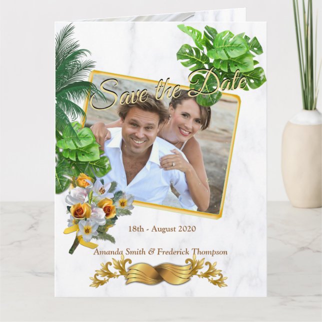Carte Romantique Tropicale Enregistrer la Date (Devant)