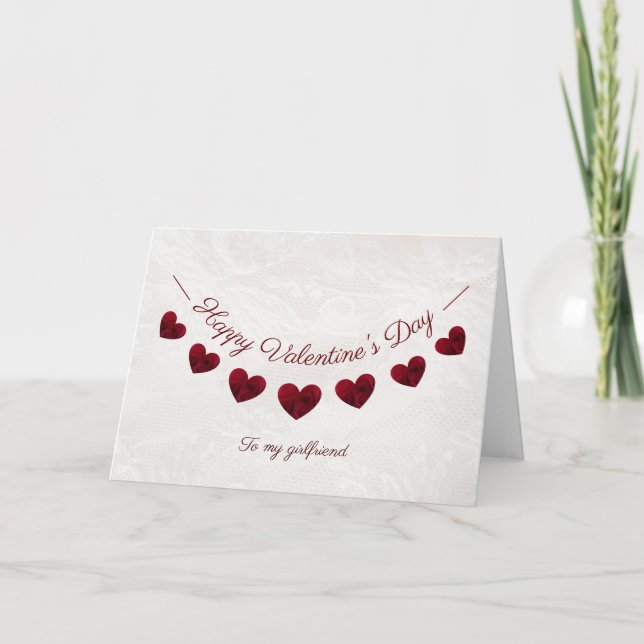 Carte Romantique Valentine's Day bunting petite amie (Devant)