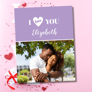 Carte Romantique Violet 5 Photo Je T'Aime Saint-Valentin