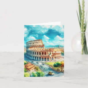 Carte Rome Colisée Italie Aquarelle