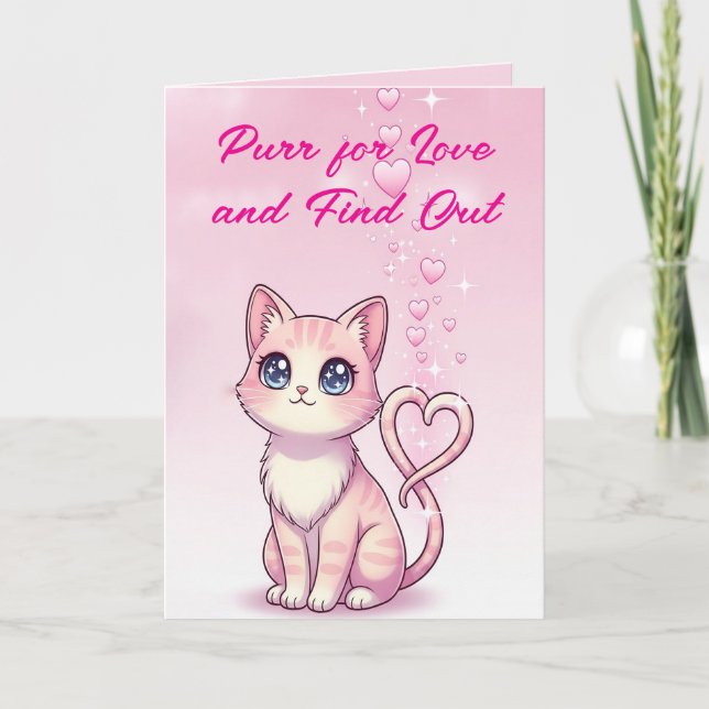 Carte Ronronner d'amour et découvrir un mignon petit cha (Devant)