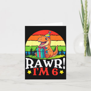 Carte Roooar j'ai 6 ans joyueux 6ème anniversaire dinosa