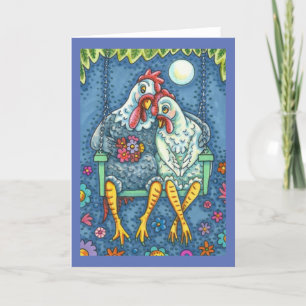 Carte ROOSTER HAUT CANOODLES, ROMANCE CUTE POULET *Blanc
