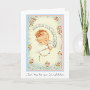 Carte Rosaire Nouveau Bébé Fille ou Garçon Remerciement 