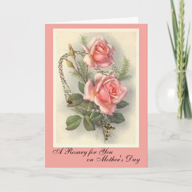 Carte Rosaire pour mère à la fête des mères Roses  (Devant)