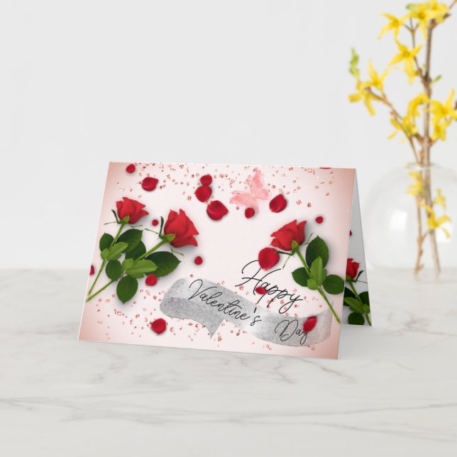Carte rosas de  día  San Valentín con cristales (Fleur jaune)