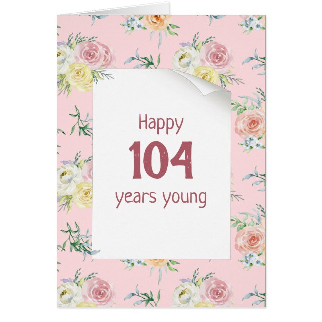 Carte Rose 104e anniversaire Watercolor (Devant)