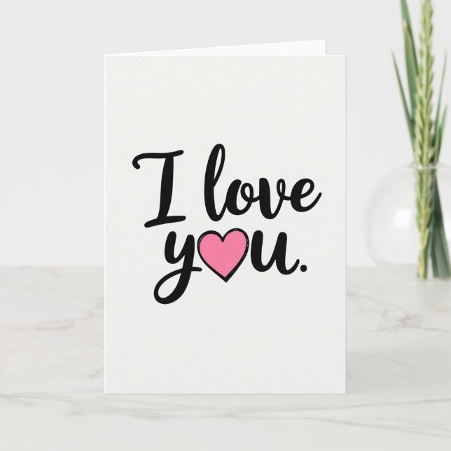 Carte rose à cœur « Je t'aime » (Devant)