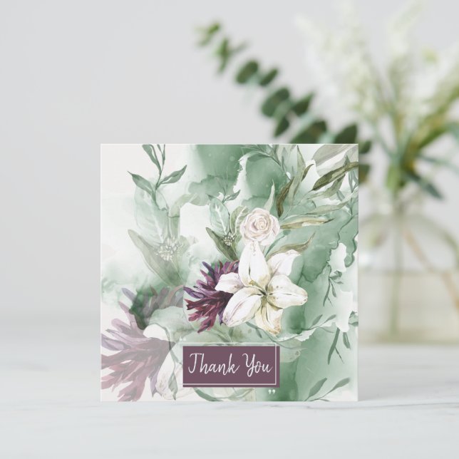 Carte Rose aquarelle, Lily, Magnolia (Debout devant)