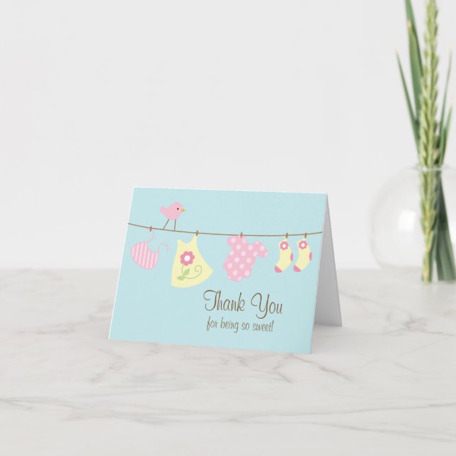 Carte Rose Baby Girl Clothesline (Devant)