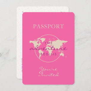 Carte rose Baby shower d'aventure Passeport
