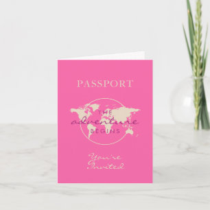 Carte rose Baby shower d'aventure Passeport plié