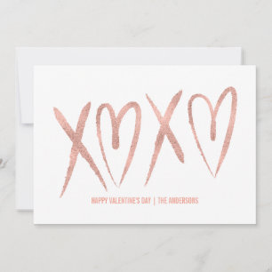 Carte rose balayée moderne de Valentine d'or