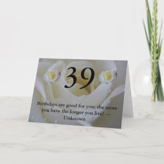 Carte rose blanche 39e anniversaire
