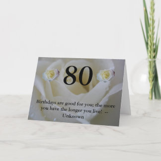 Carte Rose blanche 80e anniversaire