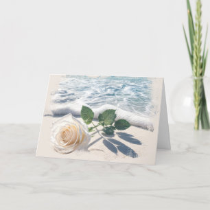 Carte Rose Blanche Sur La Plage Sable Sympathie