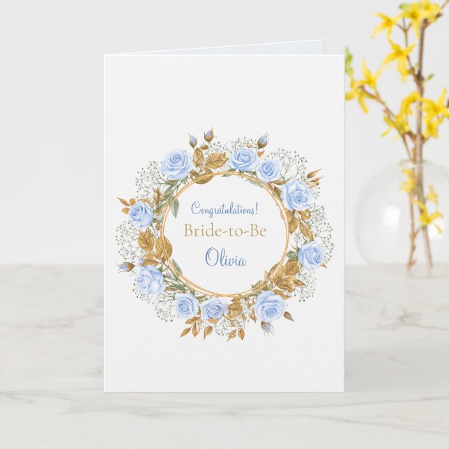 Carte Rose bleu baisé d'or (Fleur jaune)