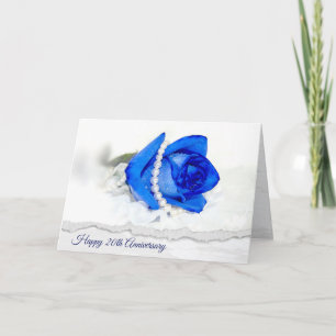 Carte Rose bleue et perles pour 20e anniversaire