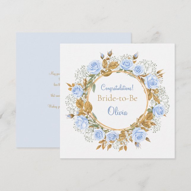 Carte Rose Bleue Mariage aux Reflets Dorés (Devant / Derrière)