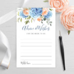 Carte Rose Blue Hydrangea Blush<br><div class="desc">Personnalisez avec la mariée le nom et la date de la douche. Pour plus de personnalisation, cliquez sur "Personnaliser ce modèle", puis sur "Modifier à l'aide de l'outil de conception". Élégant éditable facile à utiliser modèles mariage, plus d'articles disponibles dans le magasin (invitations, rsvp, cartes de remerciements, papeterie & décoration)....</div>