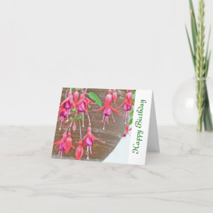 CARTE ROSE CASCADANTE ET FUCHSIE ROUGE/ANNIVERSAIRE HEUR