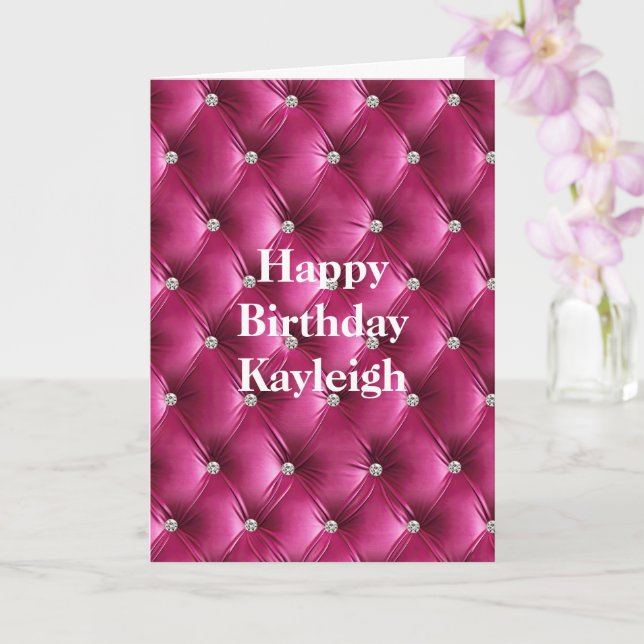 Carte Rose Chaud Faux Velours Anniversaire (Orchidée)