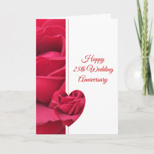 Carte Rose Cœur Personnalisé 25e Anniversaire de Mariage