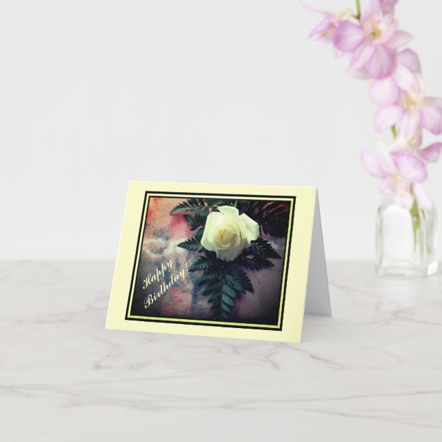 Carte Rose Crème Anniversaire (Orchidée)