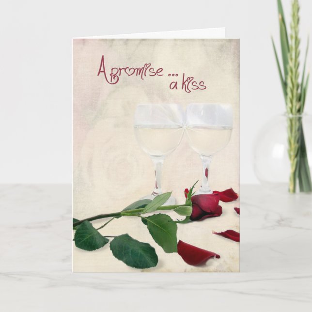 Carte Rose d'anniversaire et vin (Devant)