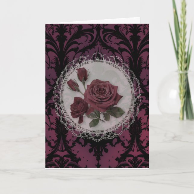 Carte Rose d'anniversaire gothique victorien (Devant)