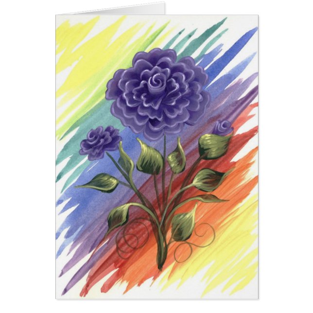 Carte rose d'aquarelle pourpre (Devant)