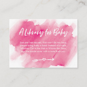 Carte rose de baby shower de demande de livre