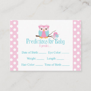 Carte rose de baby shower de prévisions de hibou