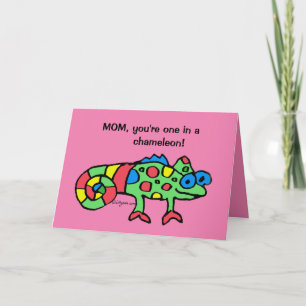 Carte rose de chameleon pour la fête des mères
