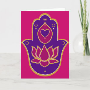 Carte Rose de Hamsa Lotus de henné