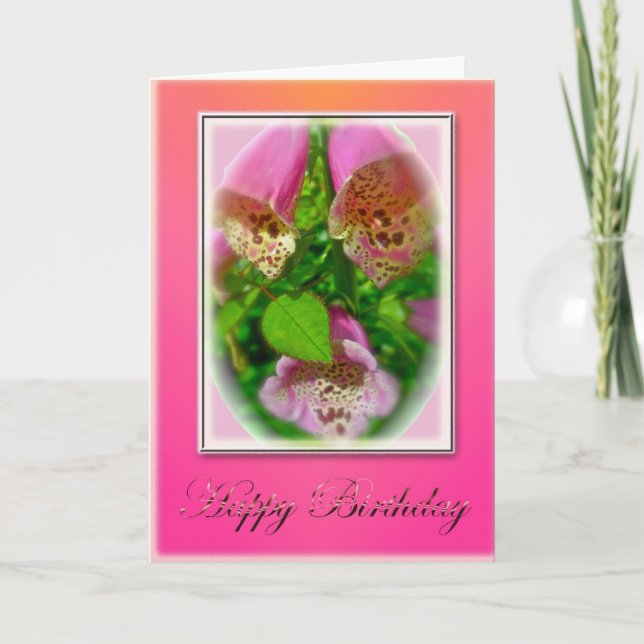 Carte rose de joyeux anniversaire de digitales (Devant)