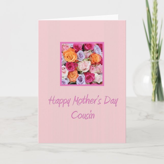 Carte rose de la fête des mères Cousin (Devant)