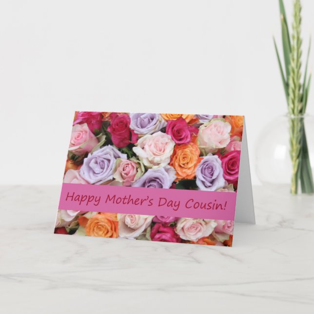Carte rose de la fête des mères Cousin (Devant)