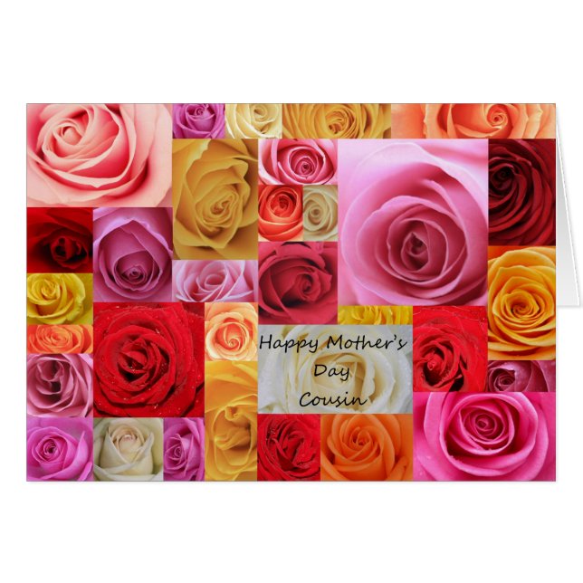 Carte rose de la fête des mères de Cousin Happy (Devant horizontal)