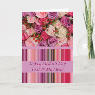 Carte rose de la fête des mères des deux mamans