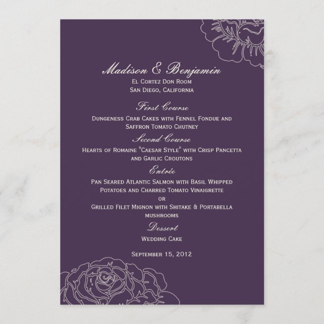 Carte Rose de mariage de jardin - violet (Devant)
