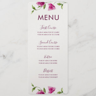Carte rose de menu de fleur de bouganvillée
