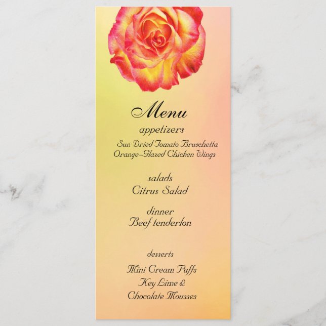Carte rose de menu de mariage de beau cirque (Devant)