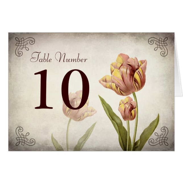 Carte rose de nombre de Tableau de tulipe de (Devant horizontal)