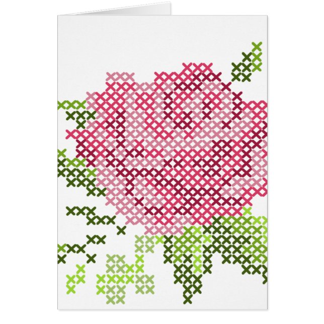 Carte rose de point croisé (Devant)