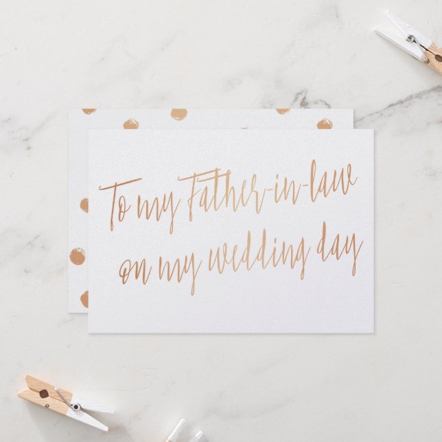 Carte Rose d'or "À mon beau-père le jour de mon mariage" (Devant/Arrière en situation)