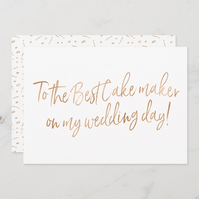 Carte Rose Dorée pour Pâtissier de Mariage (Devant / Derrière)