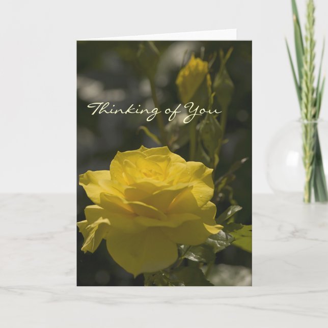 Carte Rose du soir jaune, penser à vous (Devant)